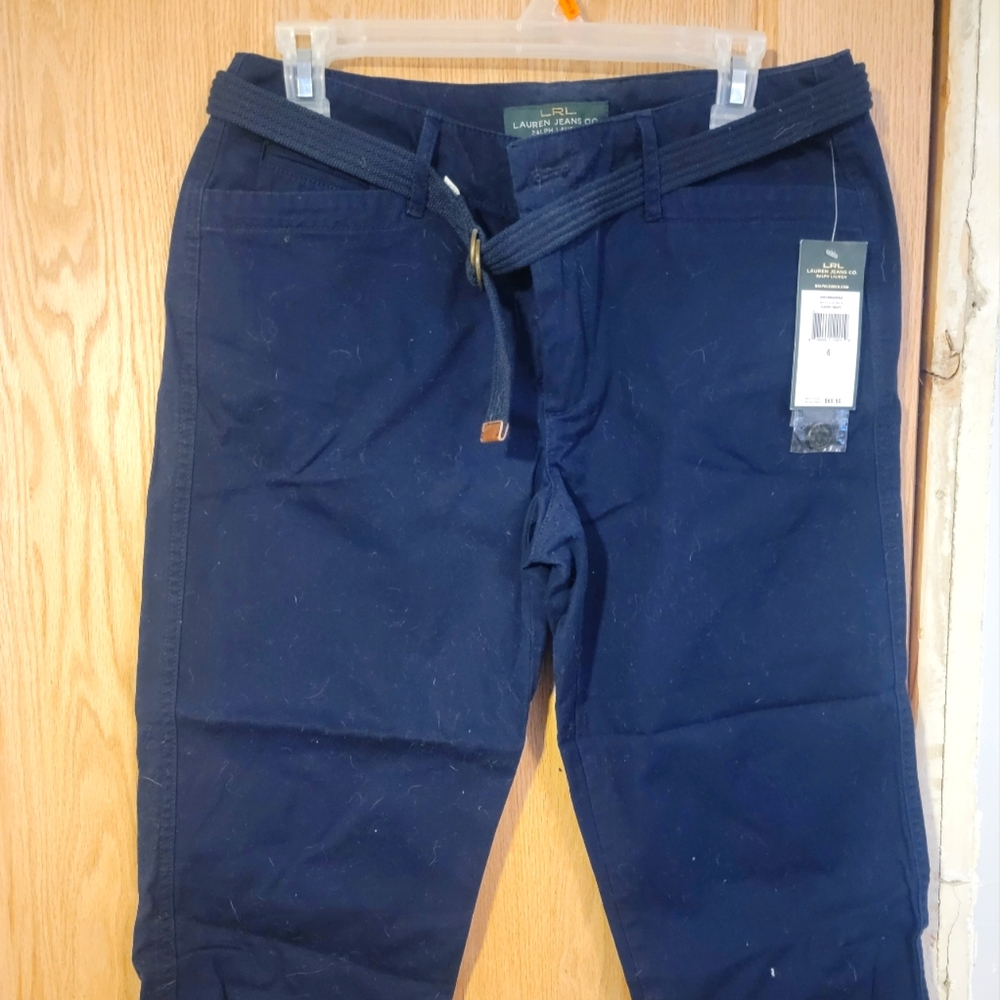 NWT! Ralph Lauren Navy Blue Capris with belt